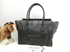 セリーヌ ラゲージミディアムショッパー レザー 黒 ショルダーラゲージ トートバッグ@