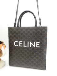 セリーヌ ミディアムバーティカルカバ トリオンフ 黒黒 s付ハンドバッグ トートバッグ 美品@F-SL-3200