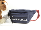 バレンシアガ ベルトバッグ エブリデイ ナイロン紺赤 クロスボディバッグ 極美品@