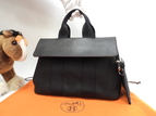 エルメス ヴァルパライソPM コットン/レザー 黒 トートバッグ ハンドバッグ 美品@