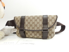 グッチ ボディバッグ GGシュプリーム コットン茶革 ベルトバッグ バムバッグ@
