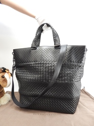 ボッテガヴェネタ s付トートバッグ大 mixイントレチャート レザー黒 メンズ@B00288745M