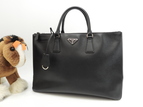 プラダ トートバッグ ガレリアMM サフィアーノレザー黒 ハンドバッグ 美品@129