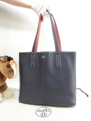 エルメス ドゥブルサンス36 トリヨンクレマンス 紺ピンク トートバッグ ショルダーバッグ 極美品@D<BR>