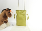 ロエベ ミニポシェット フラメンコポケット レザー黄緑 クロスボディバッグ フォンケース 極美品@522140