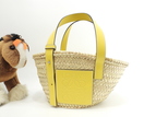 ロエベ バスケットスモール カゴバッグ ナチュラル黄革 ハンドバッグ 美品@202042