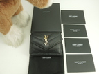 サンローラン ミニウォレット YSL レザー黒 3折Wホック財布 ゴールド金具@
