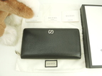 グッチ ロングウォレット ゴースト 型押レザー黒 ラウンドジップ長財布@