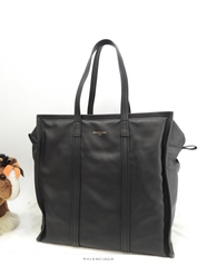 バレンシアガ まち広トートバッグ大 バザールショッパー レザー黒 メンズショルダーバッグ 美品@