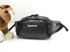 シュプリーム ボディバッグ Supremeロゴ ナイロン黒 バムバッグ ハンドバッグ 美品@