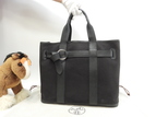 エルメス プティットサンチュールMM コットン/レザー 黒 トートバッグ ハンドバッグ@□J