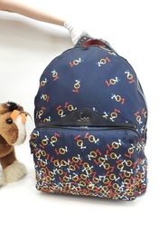 クリスチャンルブタン バックパック 限定バックルビ ナイロン/レザー紺 リュック@