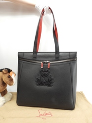 クリスチャンルブタン トートバッグ Cabado レザー黒 メンズ バックパック 美品@