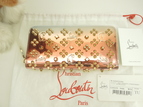 クリスチャンルブタン ロングウォレット Loubinthesky パテントレザー銀ピンク橙 ジップ長財布 未使用@