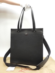 クリスチャンルブタン トートバッグ Ruistote レザー黒 s付ショルダーバッグ 極美品@