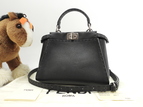フェンディ ピーカブーミニ セレリアレザー 黒 s付ハンドバッグ ポシェット 美品@