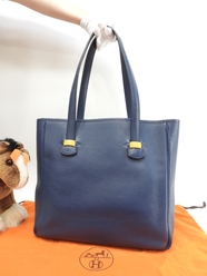 エルメス ギャロップFT1 ブッフルスキッパー 青 トートバッグ ショルダーバッグ 美品@□A