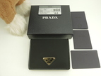 プラダ コンパクトウォレット 三角プレート テスート/サフィアーノ黒 2折財布 美品@197A