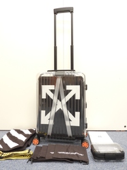 リモワxオフホワイト 四輪キャリーバッグ クリア黒 旅行用スーツケース 美品@
