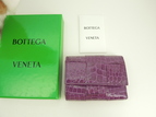 ボッテガヴェネタ 3折財布 カセット クロコダイル紫 スモールウォレット 極美品@P02710410A