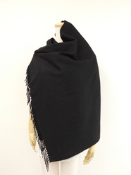 シャネル マフラー大 カシミア100% 黒 ロゴ ネックウォーマー 美品@