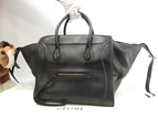 セリーヌ ラゲージファントム レザー 黒 ハンドバッグ トートバッグ 美品@U-CU-1121