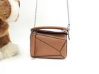 ロエベ パズルバッグ ナノ レザー茶 ミニポシェット 斜め掛けショルダーバッグ 極美品@522051